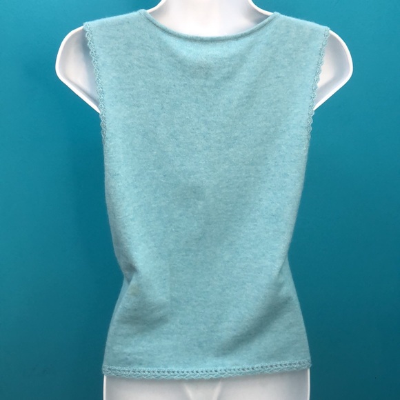ECCOCI TURQUOISE WOOL/ANGORA/CASHMERE BLEND KNIT TANK TOP • sz M - Picture 5 of 11